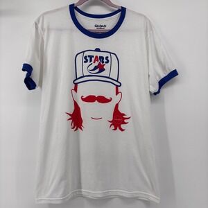 Gildan Fow Wow Designs Stars Mullet Mustache Ringer T-Shirt Mens Medium